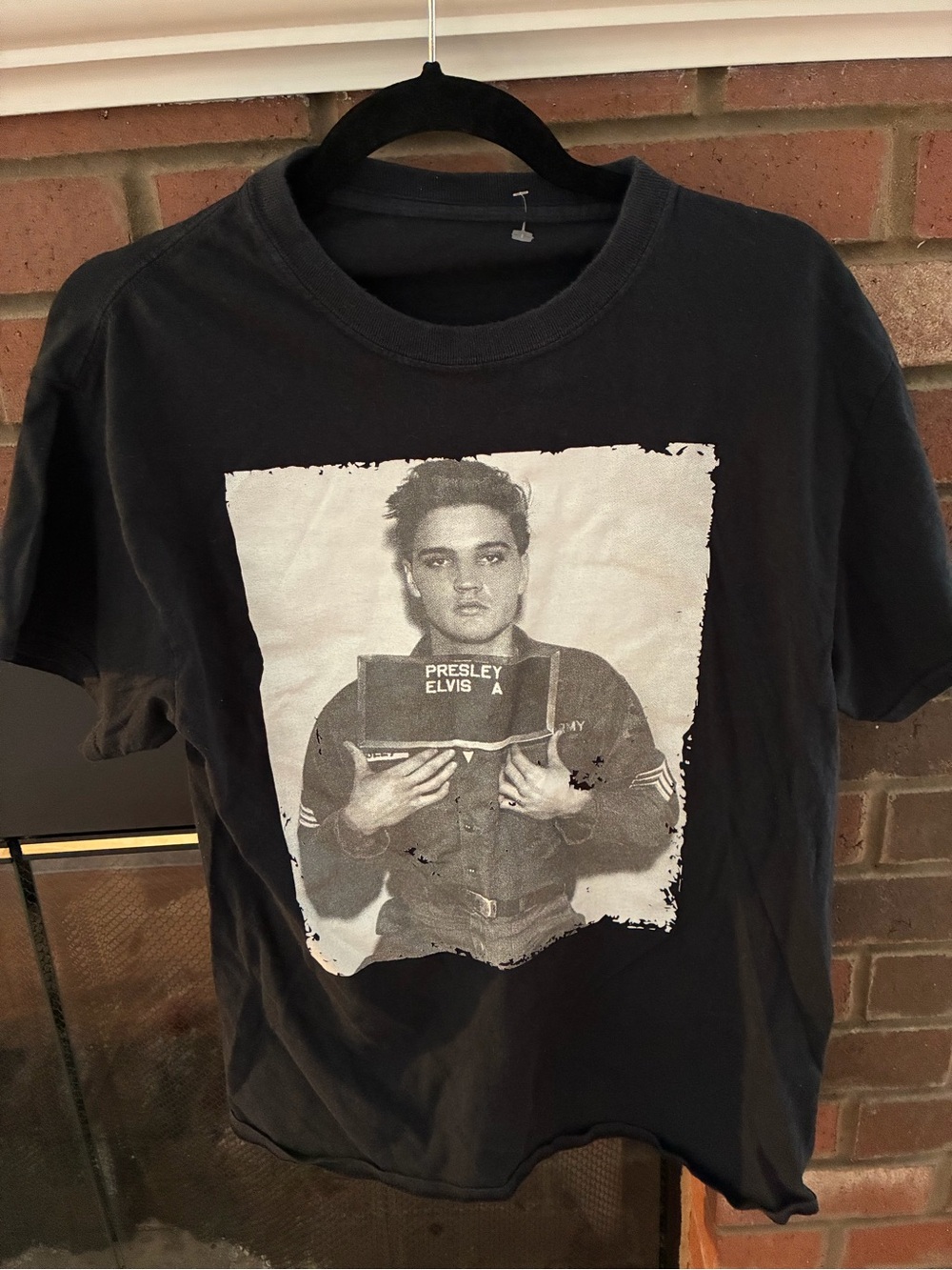 Black Graphic Short-Sleeve Men's T-Shirt - Elvis Presley Photo Large